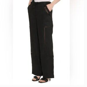 Staud Black Mackenzie Linen Trousers, Size M, New without tags